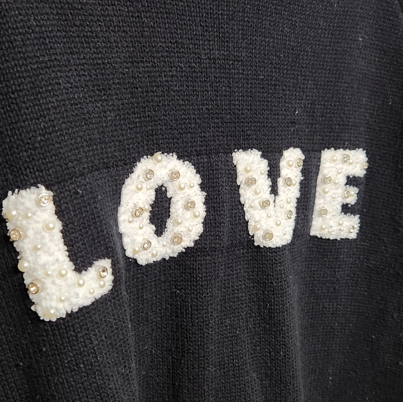 Torrid LOVE Sweater SZ 3 (22-24) 3X Black Knit Pullover Crewneck Rhinestones - Picture 3 of 8